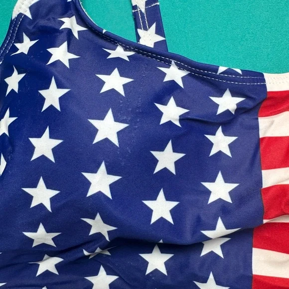 Zando High Waisted Bikini Set Size XL USA Flag Patriotic Two Piece NWOT - Picture 8 of 9